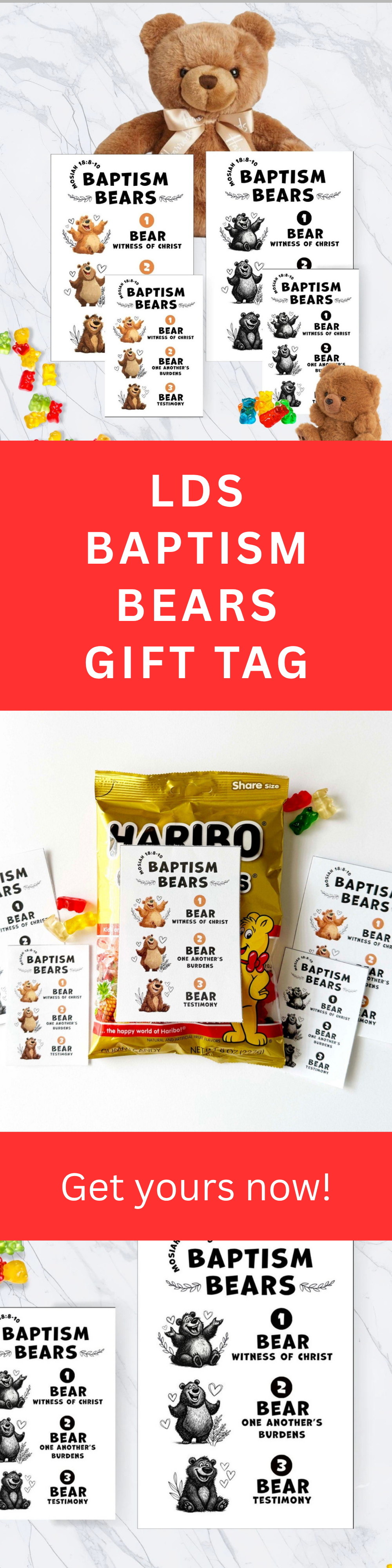 LDS Baptism Gift Tag – Printable Bearthemed Mosiah 18810