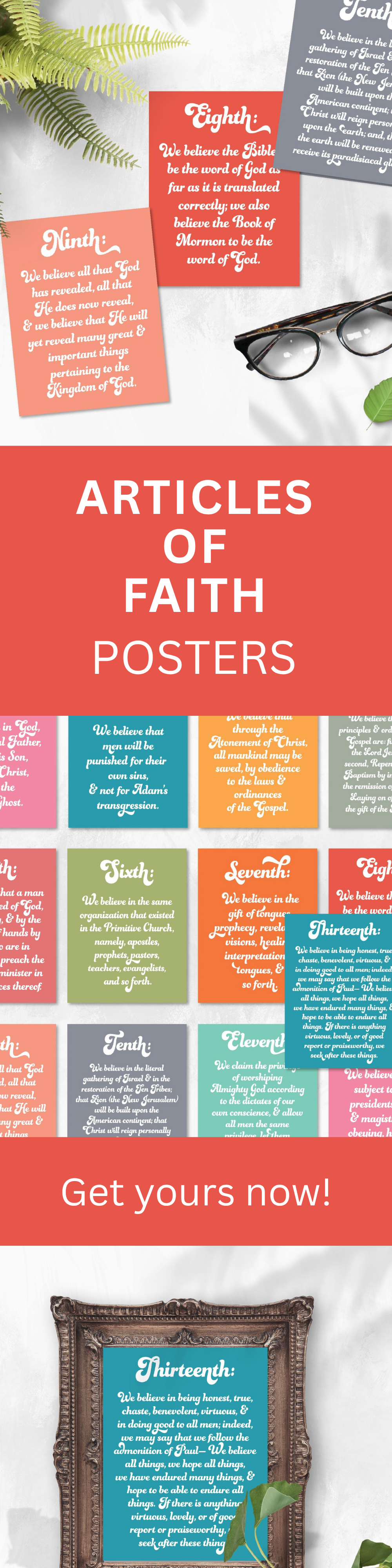 Articles of Faith Printable Posters - LDS Primary - Digital Download