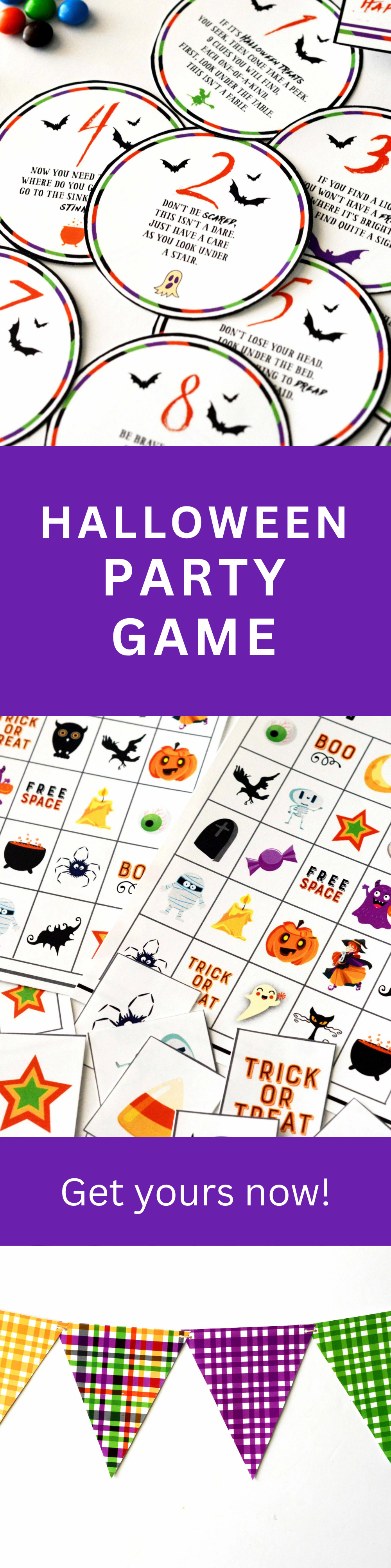 Halloween Party Printable Bingo Game Activity Sheet Banner Kit Classroom Scavenger Hunt Children Instant Download Pdf File Treat Topper