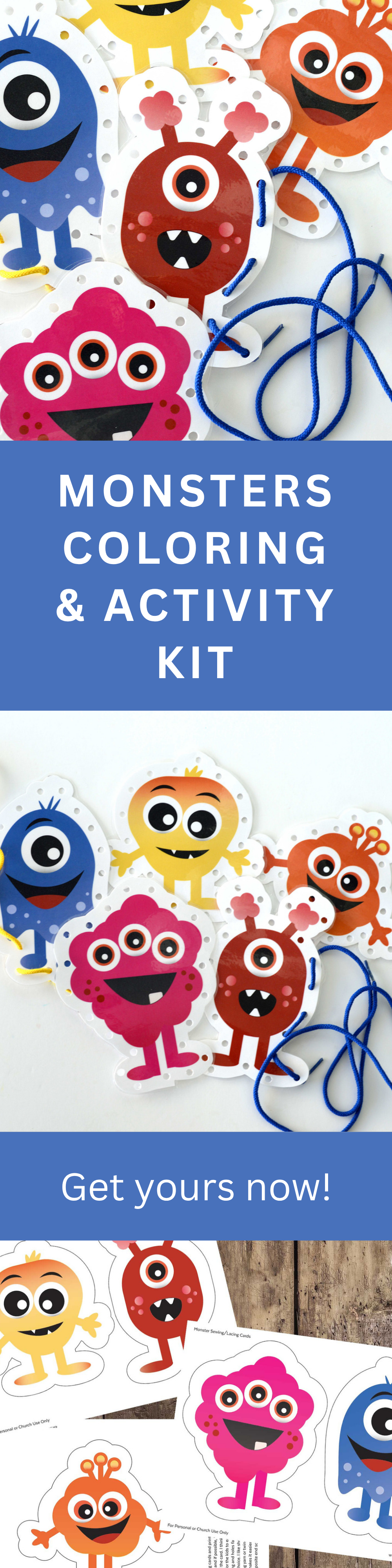 Lacing Card Printable – Monster Theme Preschool Fine Motor Activity