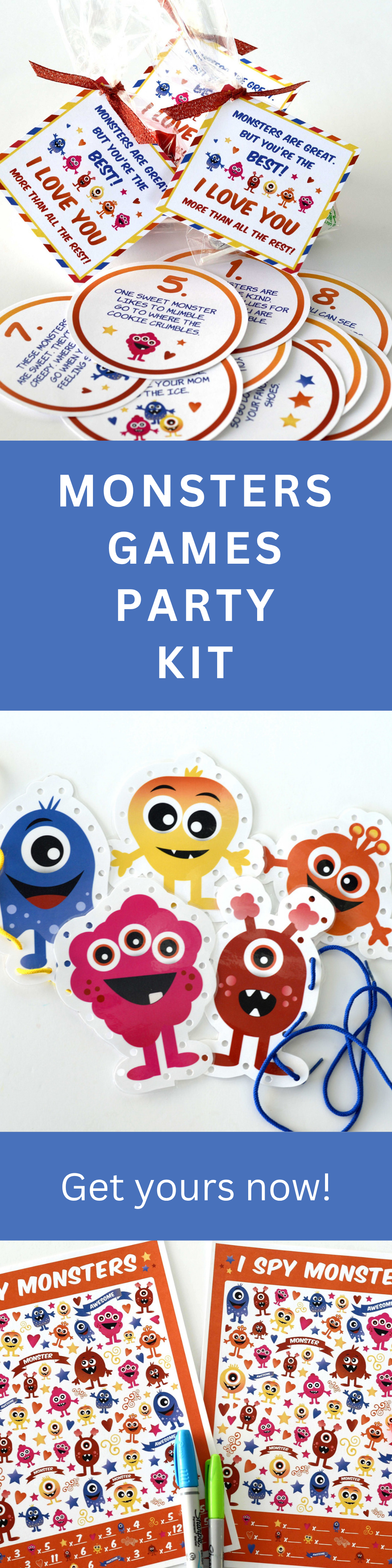 Monster Party Game – Printable Kit with 6 Activities for Kids Birthday