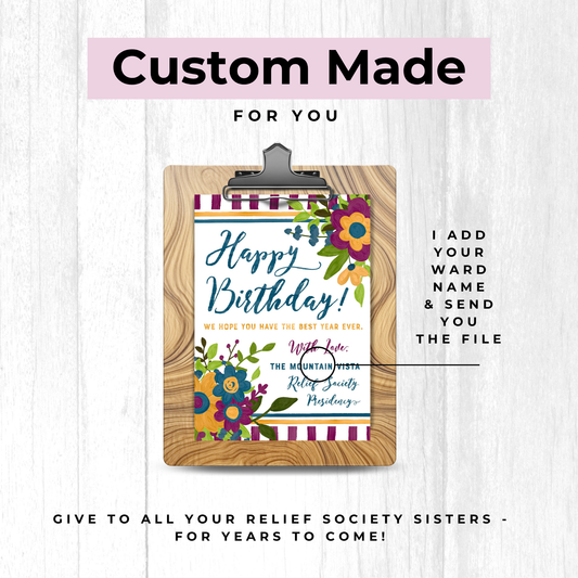 Relief Society Birthday Card – Custom Ward Name Digital Download