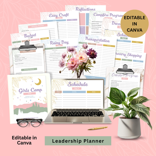 Young Women Camp Journal Digital Download Printable Planning Bundle LDS Girls Camp Resource Editable Canva Template Instant Access Complete Kit Song Book Planner Collection Booklet Format Options Youth Activity Organization Tool Faith Based