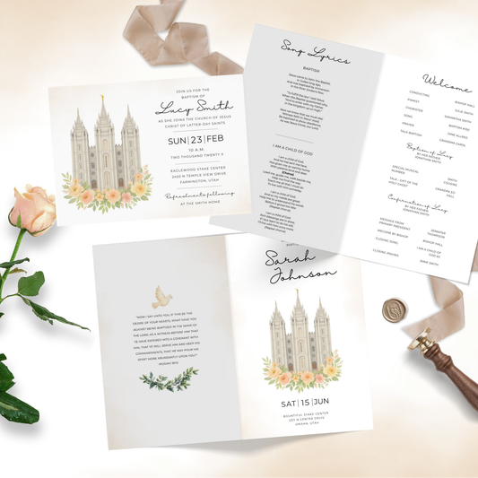 Religious Ceremony Invitation LDS Baptism Template Editable Canva Program Bundle Digital Download Church Event Planning Essential Customizable Design Set Perfect Parent Resource Primary President Tool Instant Access Template Professional