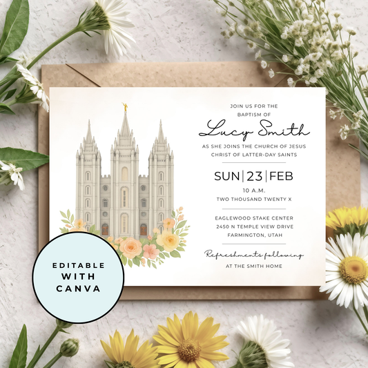 Digital Download Baptism Invitation Editable Template Instant Access Canva Format Easy Customization Options Printable Design File Five By Seven Invitation Size Perfect Religious Ceremony Celebration Church Event Essential DIY Printing