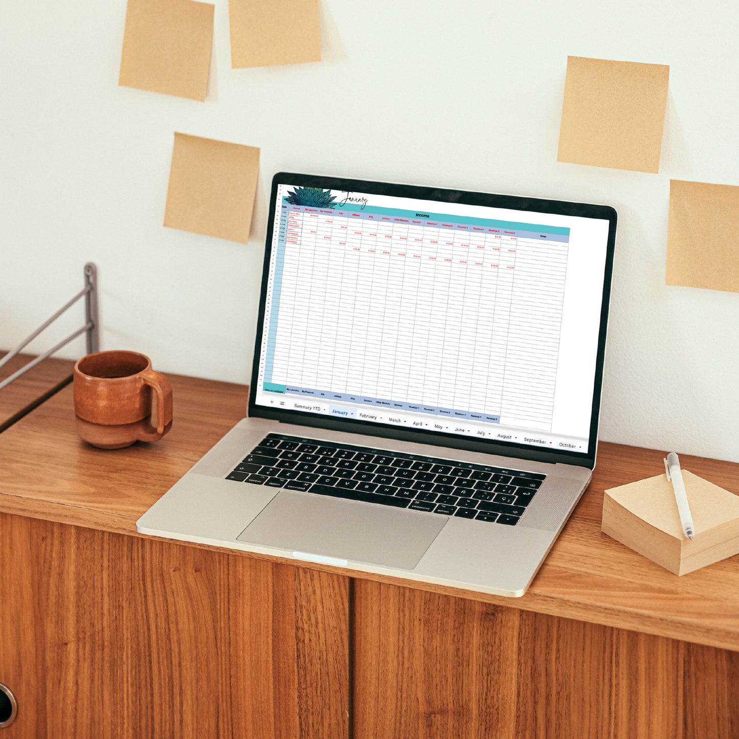 Your Business and Blog Income and Expense Tracker - Blue Mandala Edition