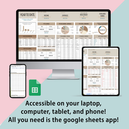 Household Management & Budget Spreadsheet - Calming Edition