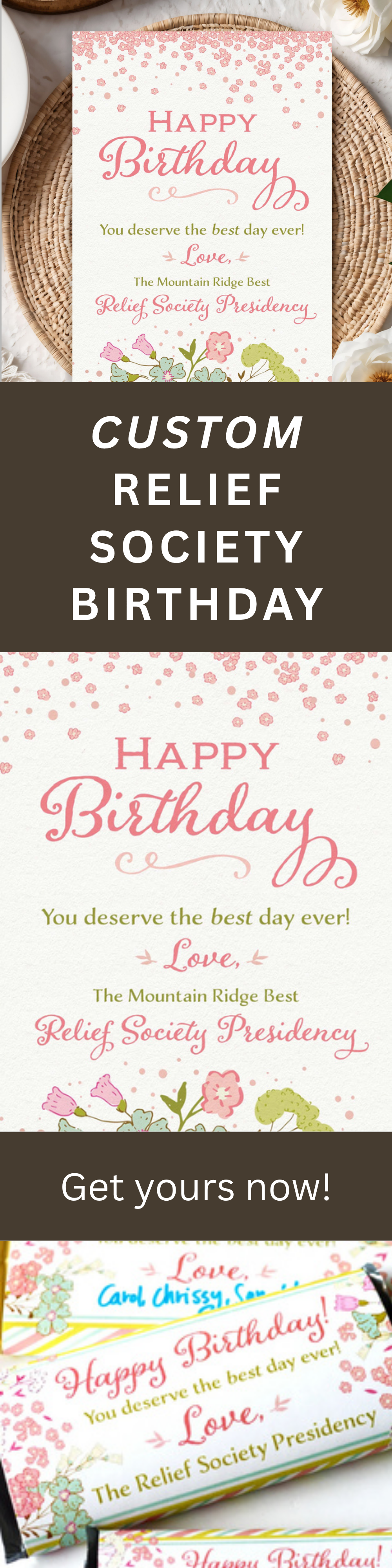 Relief Society Birthday Card – Custom Ward Name Digital Download