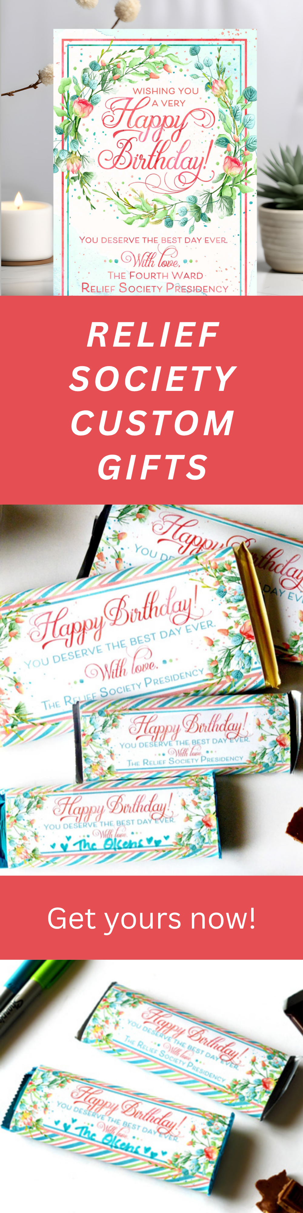 Relief Society Birthday Gift – Chocolate Bar Wrapper Printable