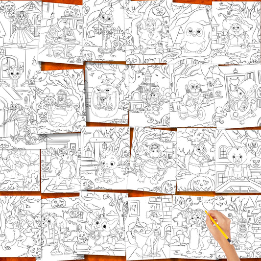 Halloween Animals Coloring Pages 🎃