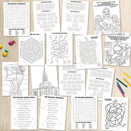 King Benjamin Book of Mormon Activity Bundle for kids 8-11 | LDS Come Follow Me 2024 | April May Primary 2024