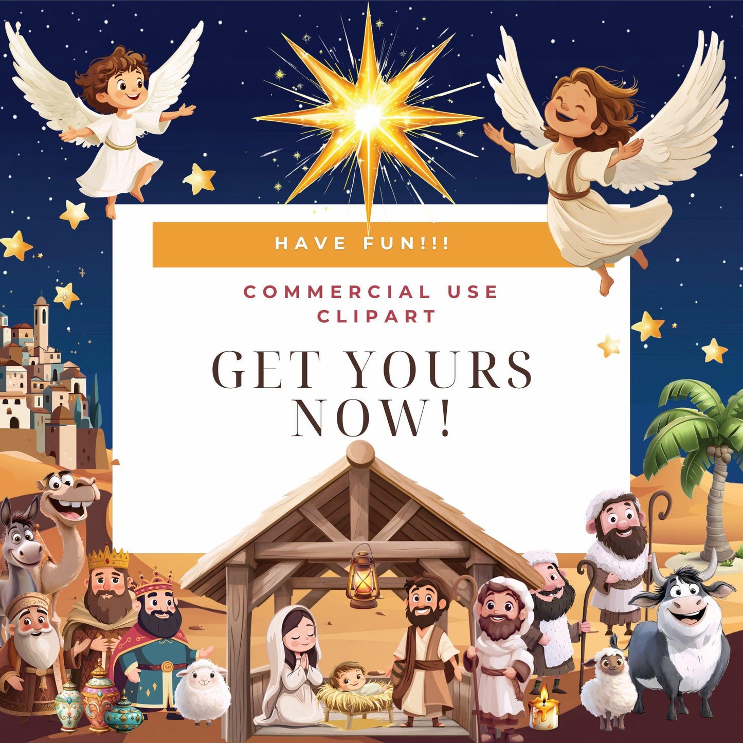 Cute Nativity Clip Art - Christmas Crafts - Baby Jesus Clipart - Kids Nativity - Commercial Use - Clip Art Christmas - Christmas Scene