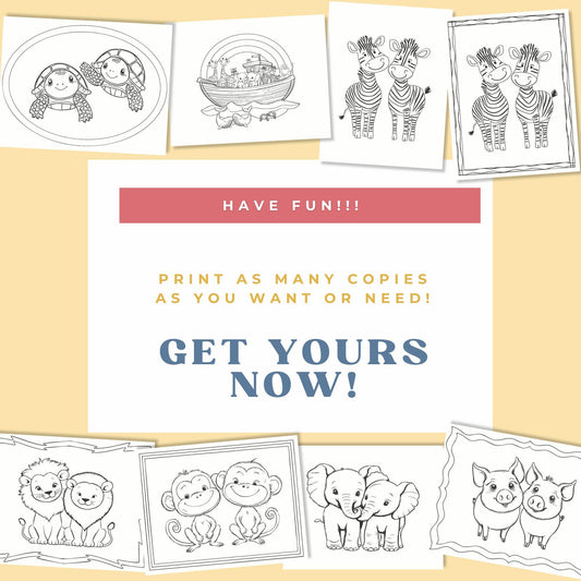 Noah's Ark Coloring Pages for Kids - Printable Bible Activities - Sunday School Crafts - Fun Learning - Commercial Use