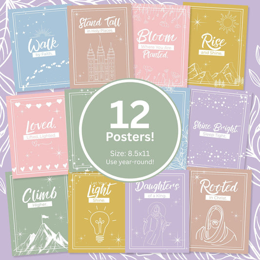 LDS Girls Camp Posters, Digital Download, Inspirational Art, YW Themes, Camp Decor, Printable Quotes