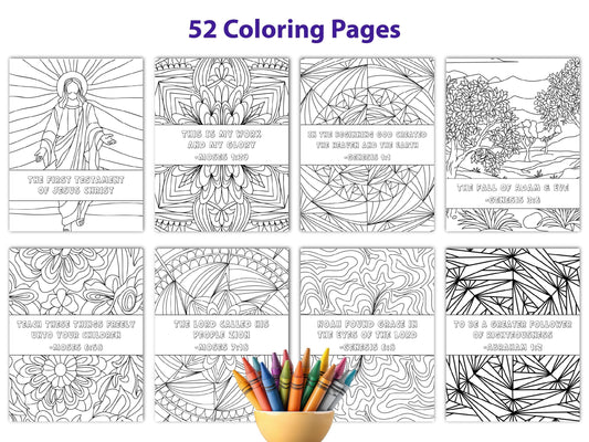 Scripture Study Kit Old Testament Coloring Collection 2026 Come Follow Me Weekly Verse Pages Printable Religious Activity For Families Youth Sunday School Lesson Resource Creative Learning Tool Home Evening Worship Digital Download Fifty