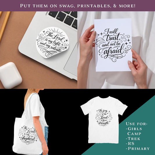 Old Testament Scripture SVG Bundle | Inspirational Christian Quotes | Faith Typography Logos | Bible Verse PNG Cut Files