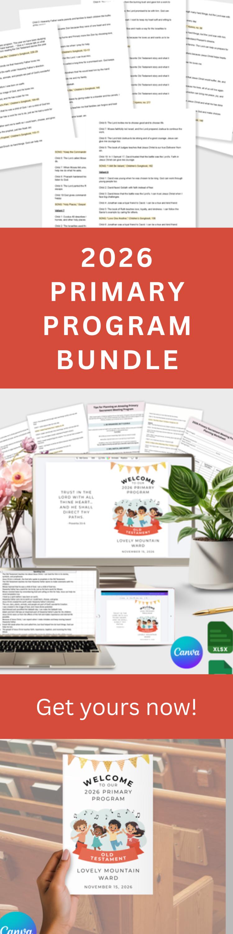 2026 LDS Primary Program Kit Editable Canva Primary Sacrament Meeting Presentation Old Testament Script Speaking Parts Digital Templates