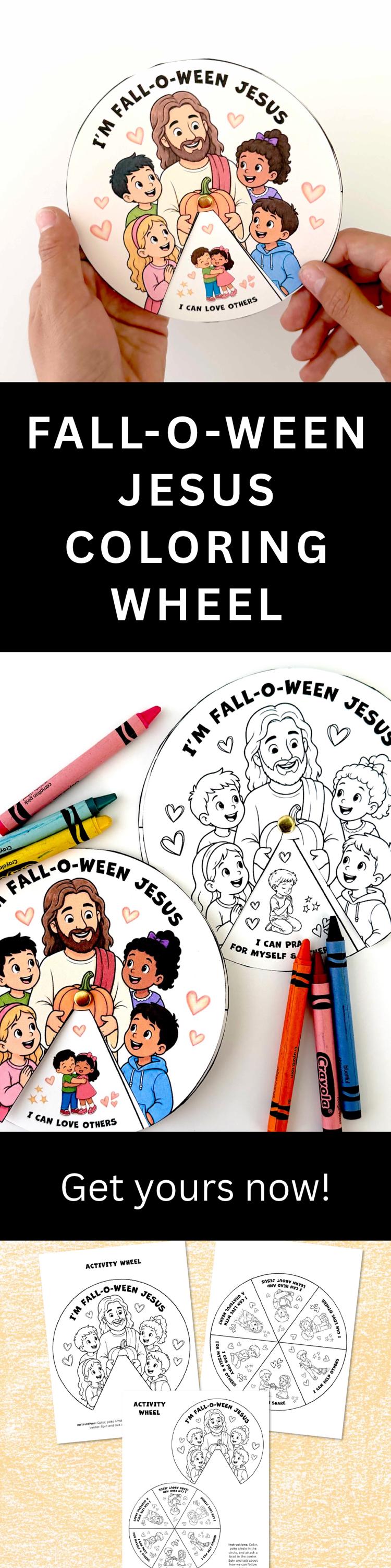 Christian Fall Craft Sunday School Activity Wheel Kids Bible Lesson Children Church Coloring Halloween Printable Fall-O-Ween Jesus Spinner