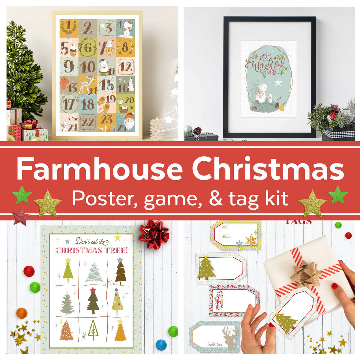 The Farmhouse Christmas Printable Tag, Card, Games, and Poster Kit 🎄 ...