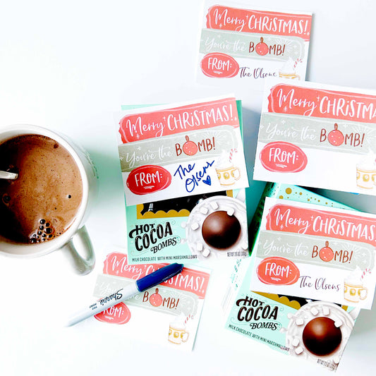 Free Hot Cocoa Bomb Christmas Gift Tag