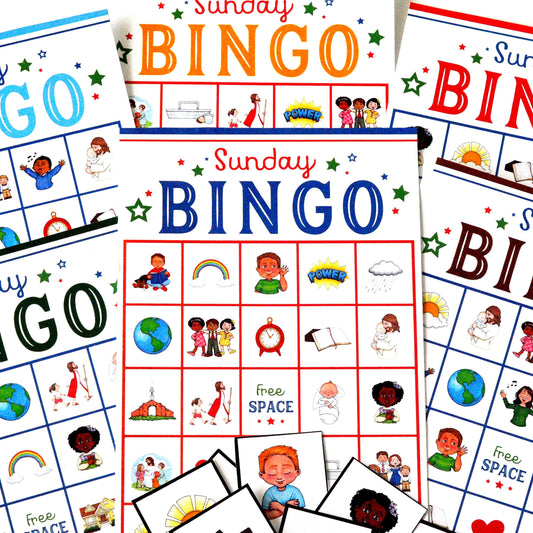 Sunday School Bingo Game Printable LDS Christian Activity For Kids Church Classroom Game Religious Education Resource Ten Unique Bingo Cards Calling Cards Included Instant Download Digital File DIY Church Game Multiple Players Perfect Sunday