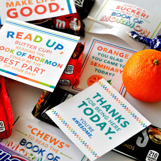 LDS Seminary Book of Mormon Candy Tags