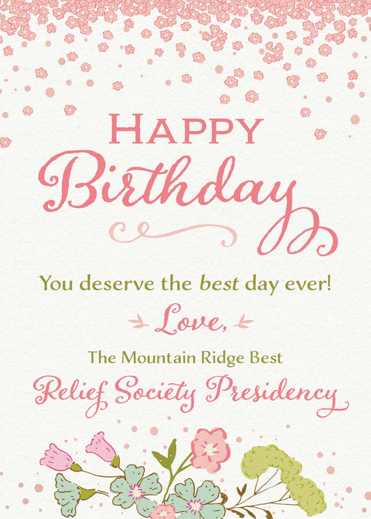 Relief Society Custom Birthday Card | LDS Relief Society Card