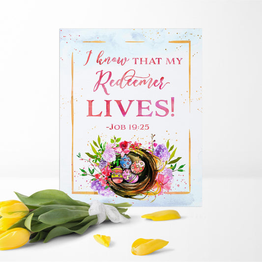 Easter Printable Kit | Easter Card, Easter Bookmark, Easter Printables | I Know That My Redeemer Lives Job 19 Printable | Easter Gift Ideas