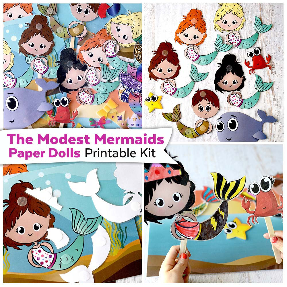 The Modest Mermaids Paper Dolls Printable Kit The Modest Mermaids Paper Dolls Printable Kit