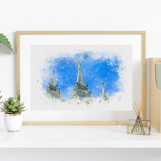 Salt Lake Temple Spires Watercolor Fine Art
