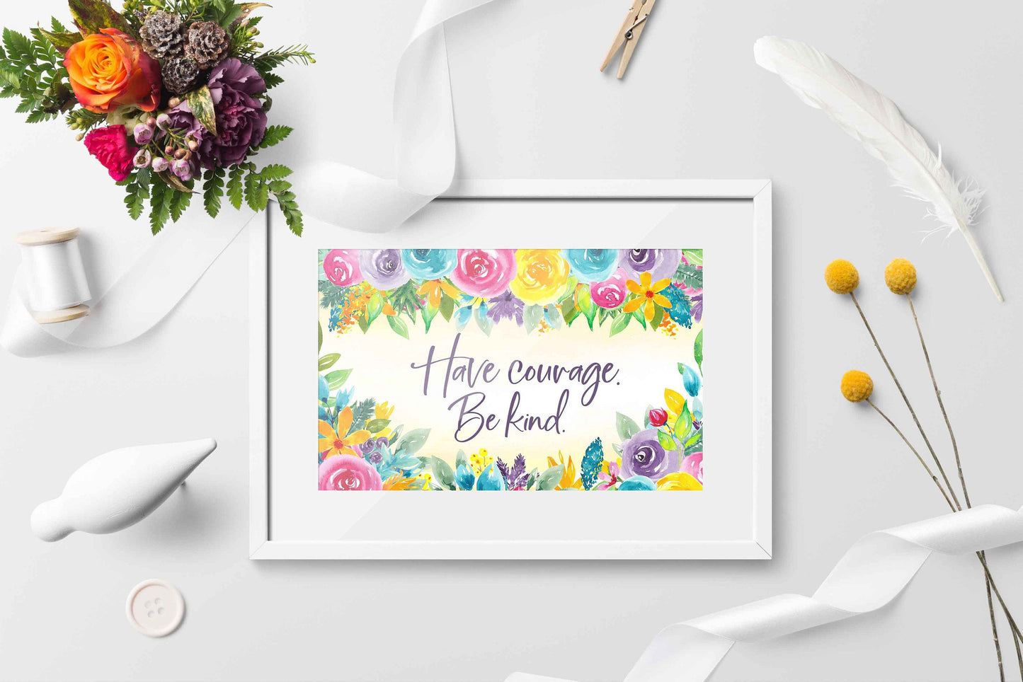 Summer Solstice Watercolor Floral Design Clip Art