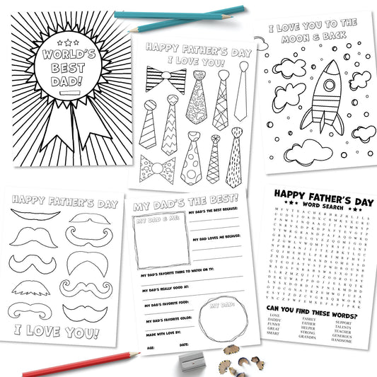 Father's Day Coloring Kit | Father's Day Kid Craft | All About Dad Coloring page | Dad Stepdad Grandpa Grandad Coloring Pages