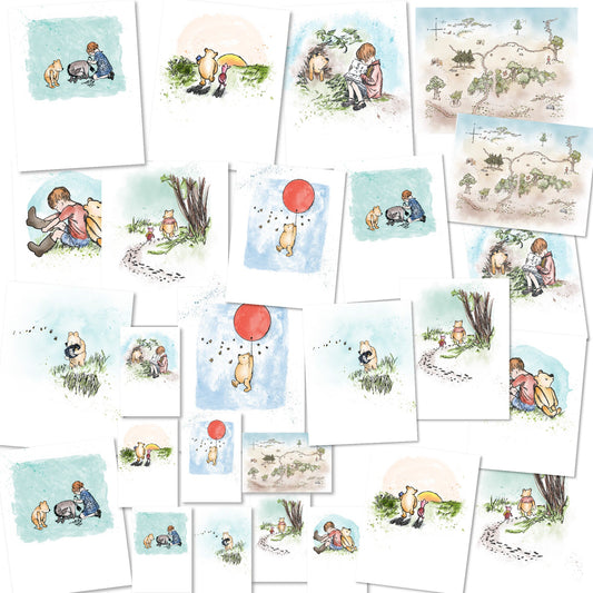 Classic Winnie-the-Pooh Pre-made Background Templates | Make your own Winnie-the-Pooh Printables | Commercial Use Background Templates