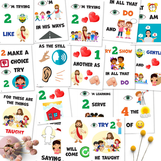 I'm Trying to Be Like Jesus Primary Song Chart | March 2023 LDS Singing Time | Singing Time Flipchart for Primary Come, Follow Me