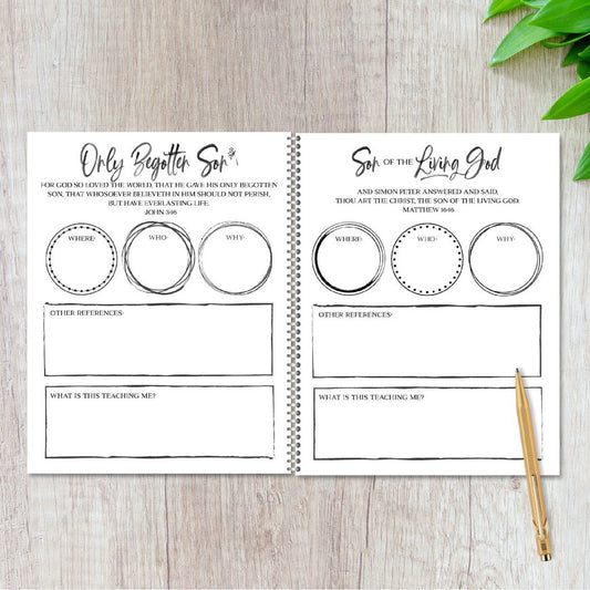 Bible Study Journal Group Discussion Guide Jesus Names Study Resource Christian Ministry Tool Youth Group Notebook Scripture Reflection Space Faith Based Learning Guide Small Group Study Essential Organized Devotional Format Religious