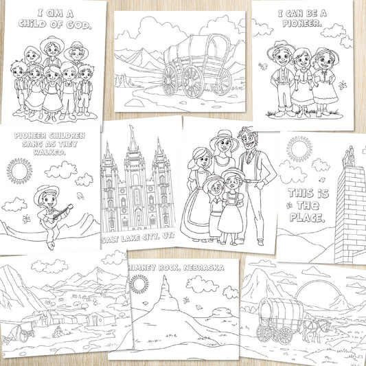 Pioneer Day Coloring Pages | LDS Pioneer Holiday July 24 Coloring Bundle | Instant Download