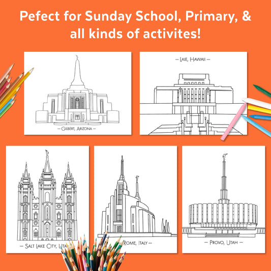Temple Coloring Pages Bundle | Latter-day Saint Temple Coloring Pages | Instant Download