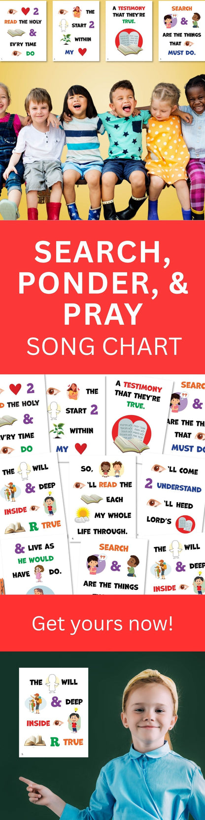 Search Ponder Pray Singing Time Printables LDS Primary Flip Chart Song Helps Chorister Visuals Church Music Activity Kids