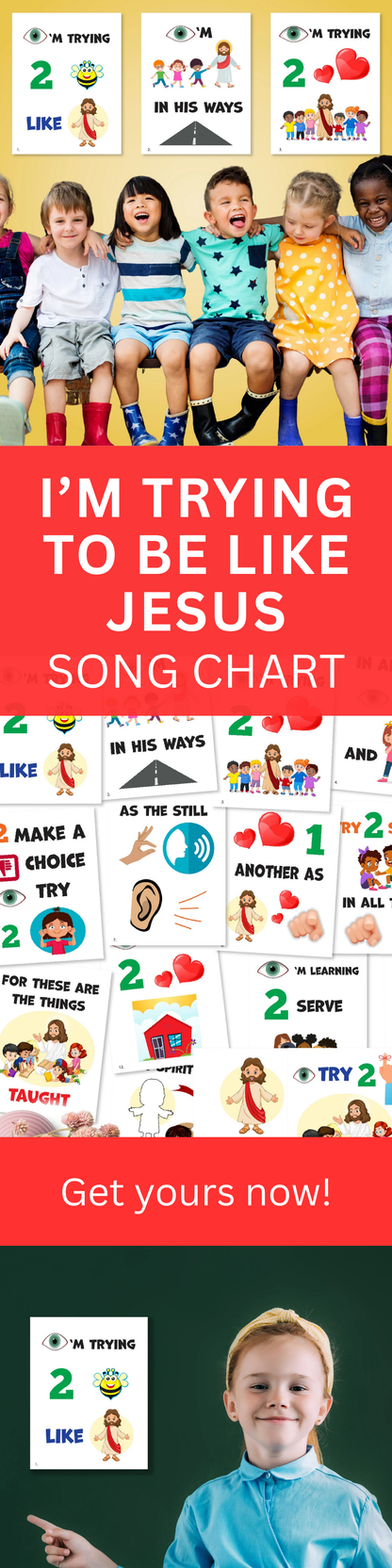 I'm Trying to Be Like Jesus Primary Song Chart for LDS Primary Singing Time