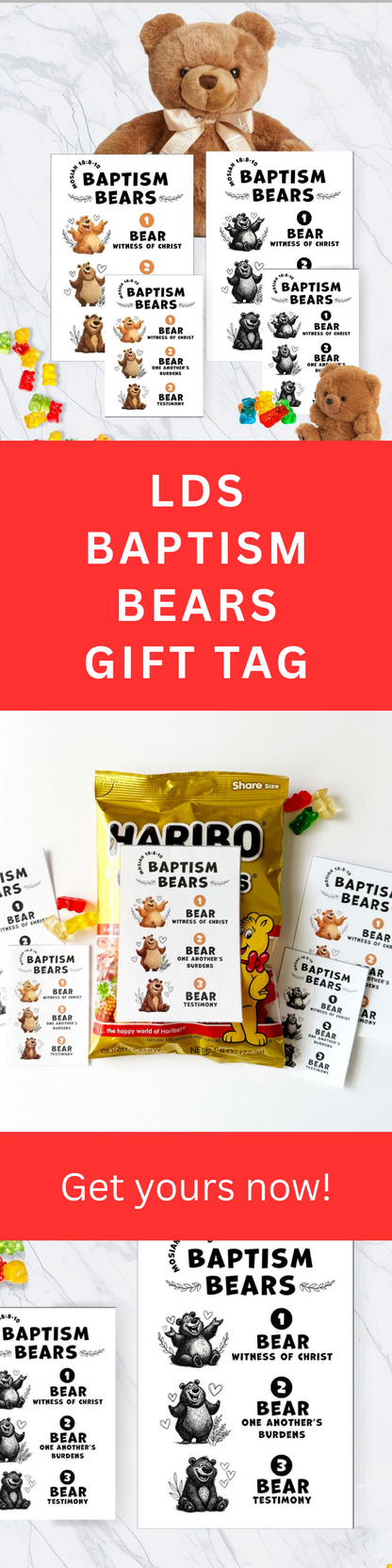 LDS Baptism Gift Tag – Printable Bearthemed Mosiah 18810