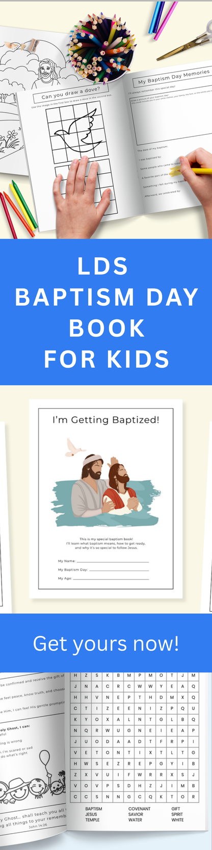 Lds Baptism Book – Printable Activity Journal for 8yearolds
