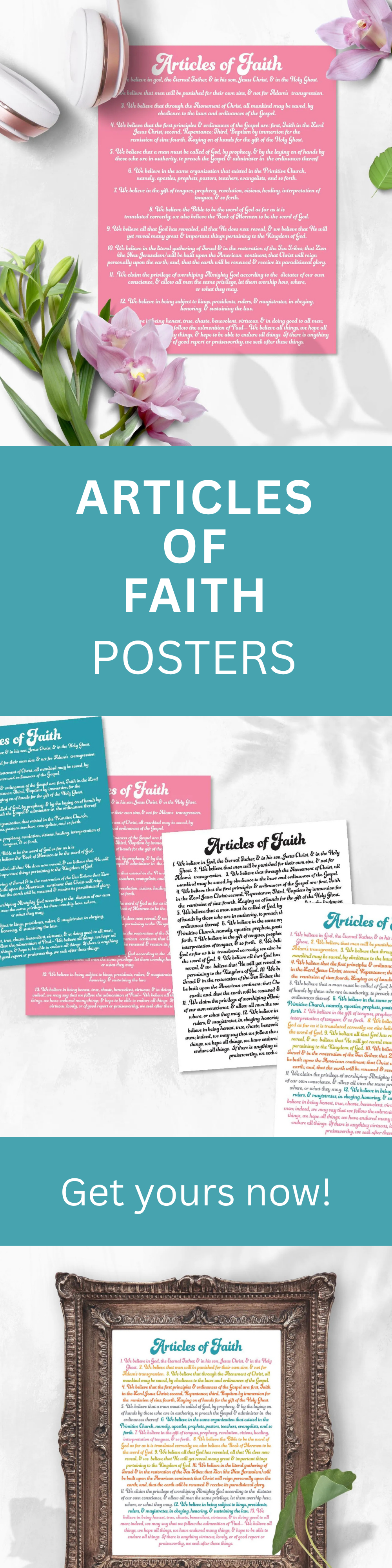 LDS Articles Of Faith Printable Posters for LDS Primary and Gifts