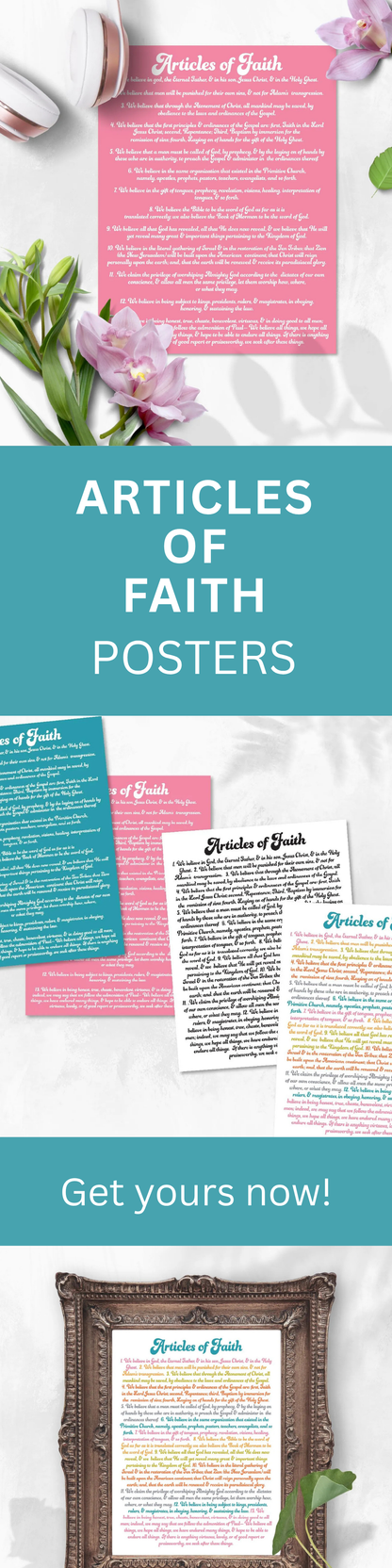 LDS Articles Of Faith Printable Posters for LDS Primary and Gifts
