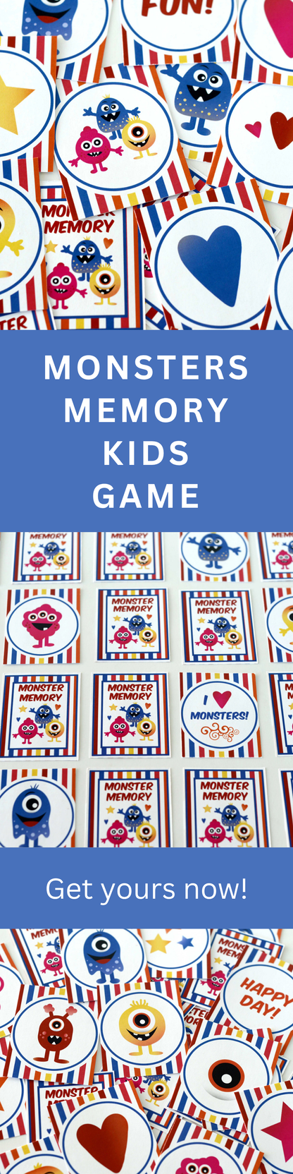 Printable Memory Game – Monster Matching for Kids Party Activity