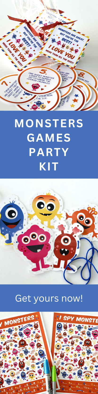 Monster Party Game – Printable Kit with 6 Activities for Kids Birthday