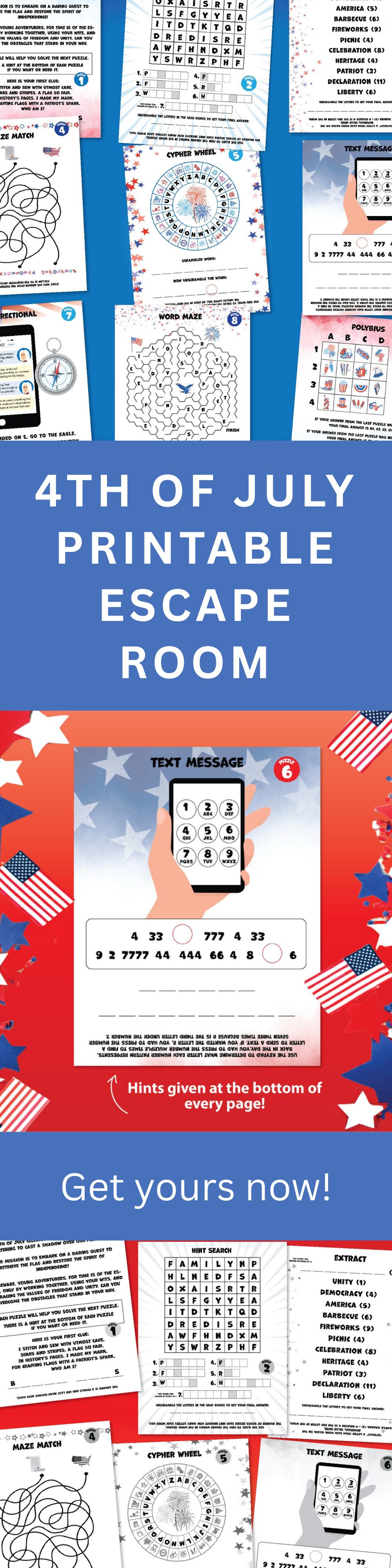 Printable Escape Room Game – 4th of July Family Party Activity