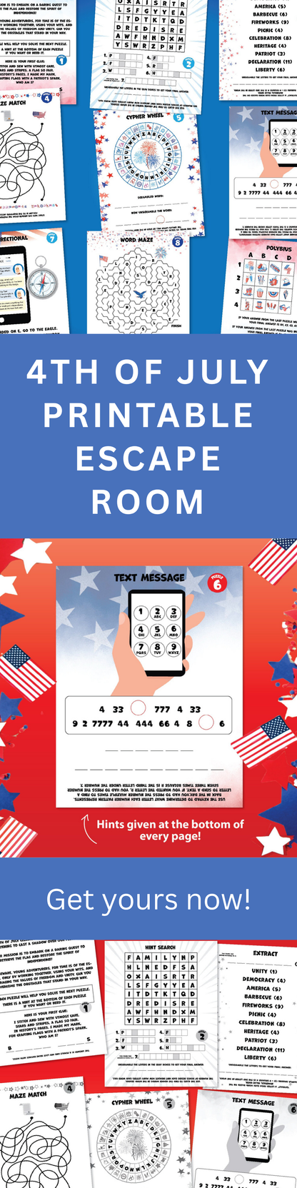 Printable Escape Room Game – 4th of July Family Party Activity