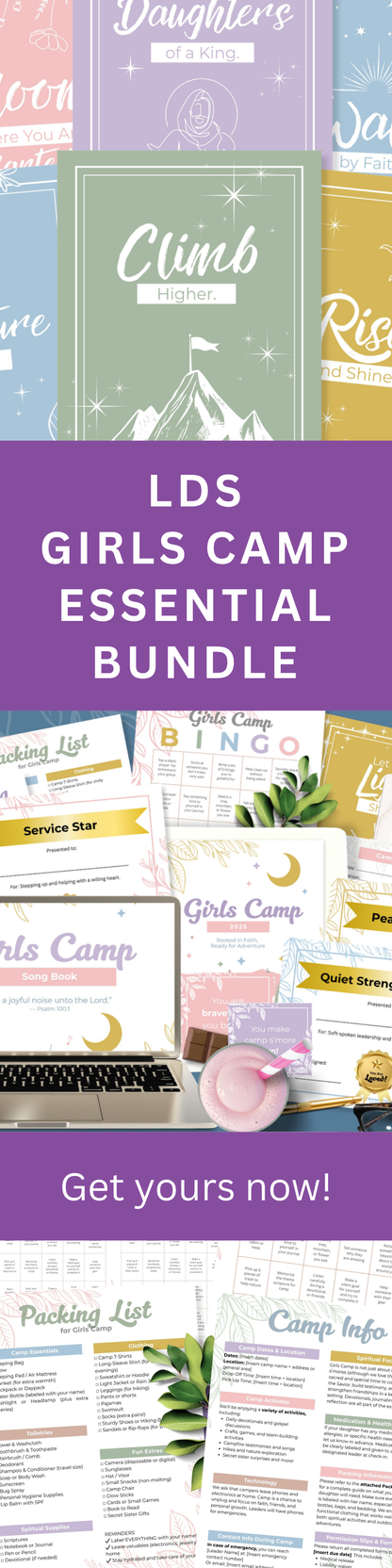 LDS Girls Camp Printable Bundle – Complete Planning Kit with Journal & Songbook