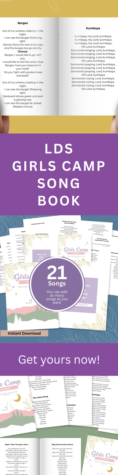 LDS Girls Camp Song Book – Printable Campfire Songs and Cheers Collection