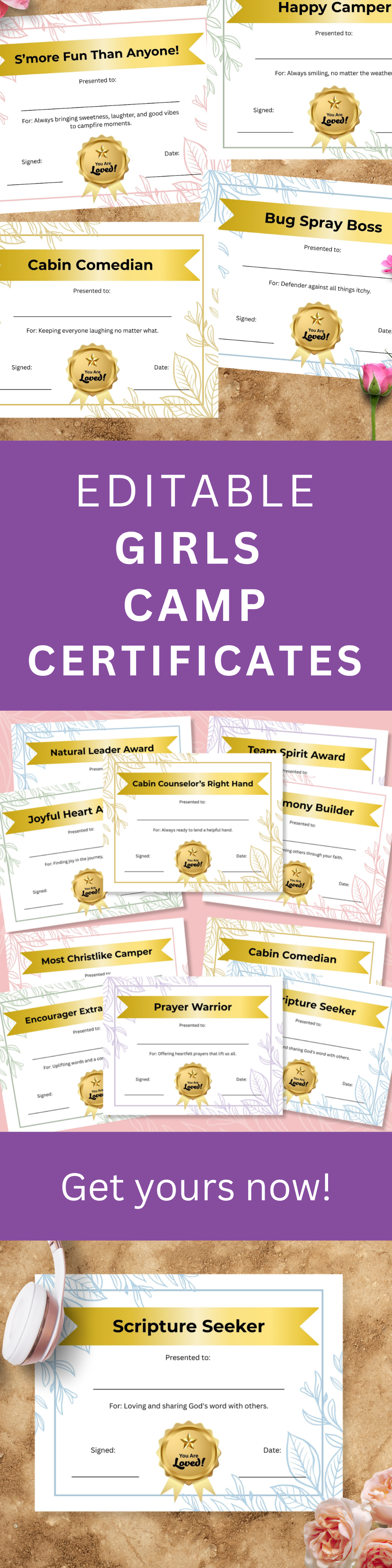 Girls Camp Certificate – Editable Printable Template for LDS Youth